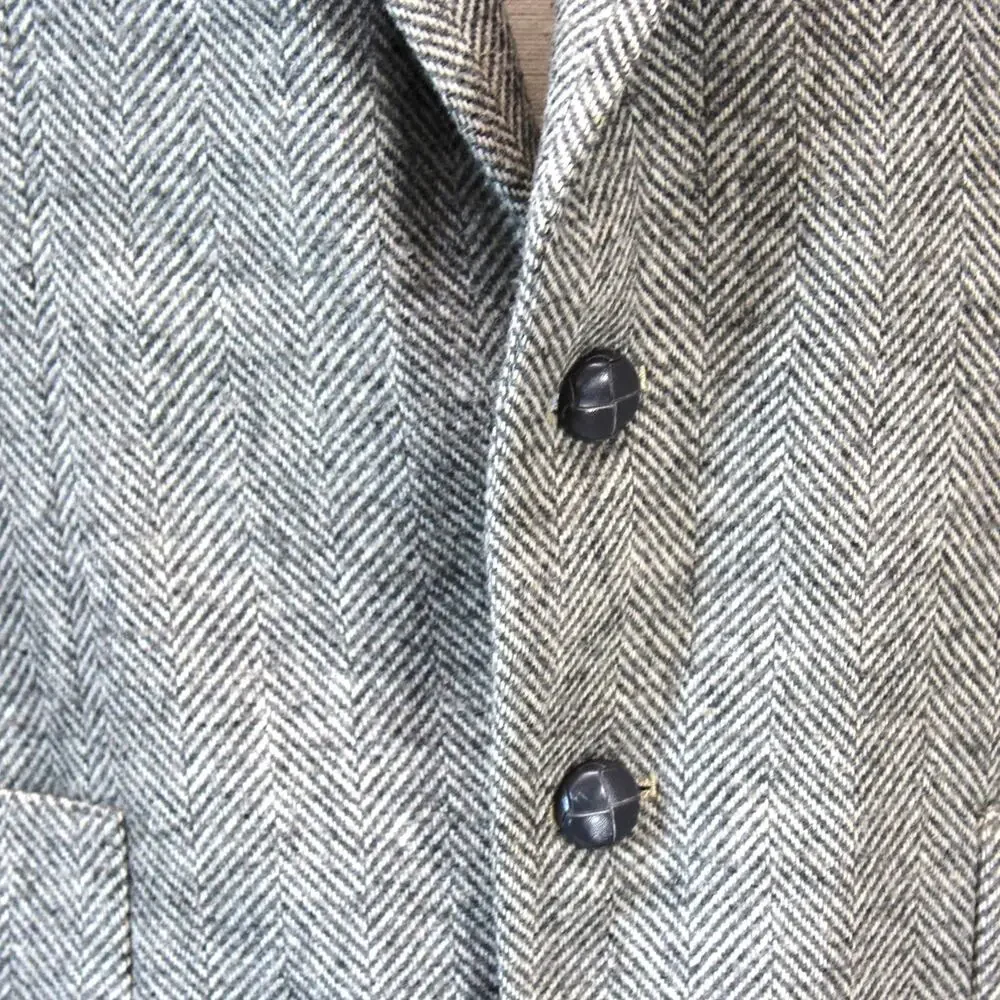 Jaguar Vintage Blazer Jacket Men's Size 40 Medium Herringbone Wool Gray